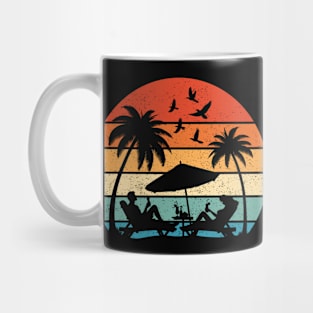 Couples on Tropical Summer Beach Retro Vintage Sunset Hawaii Mug